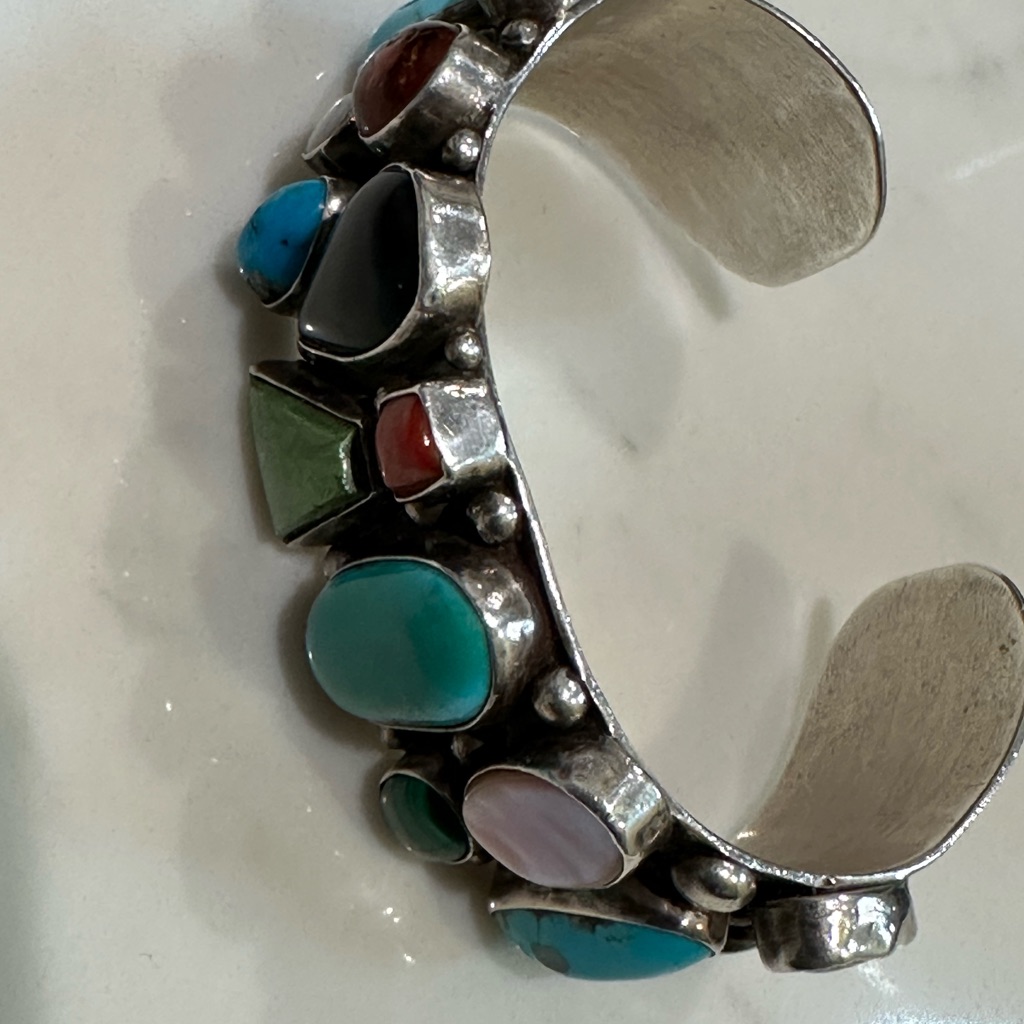 Vintage Navajo Sterling Silver And Turquoise Cuff Bracelet